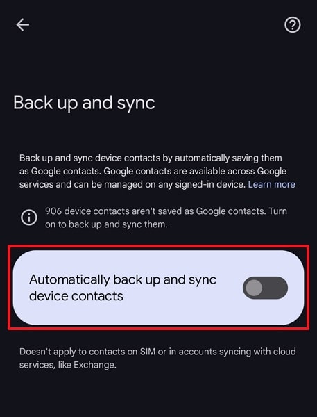 enable automatically backup and sync option
