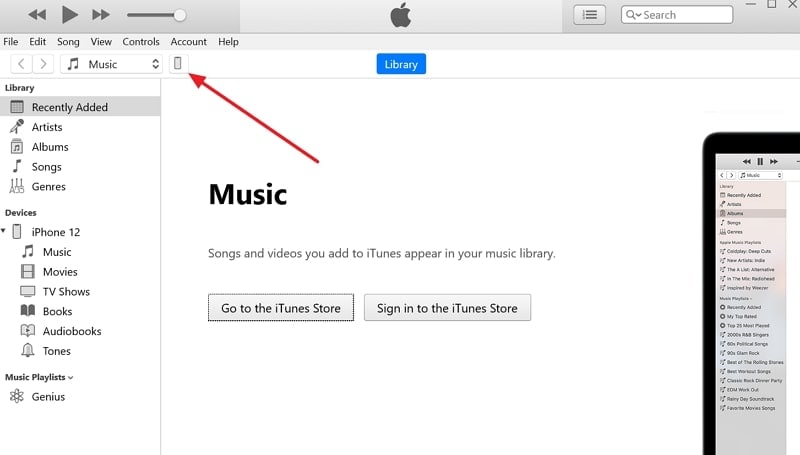 access ios device in itunes