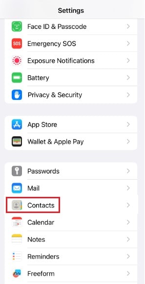 contact settings iphone