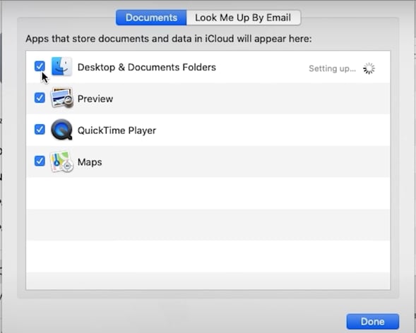 Select Desktop & Document folder in Macbook
