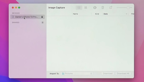 Image Capture view in MacBook