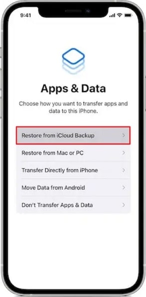 restore data from recent icloud backup