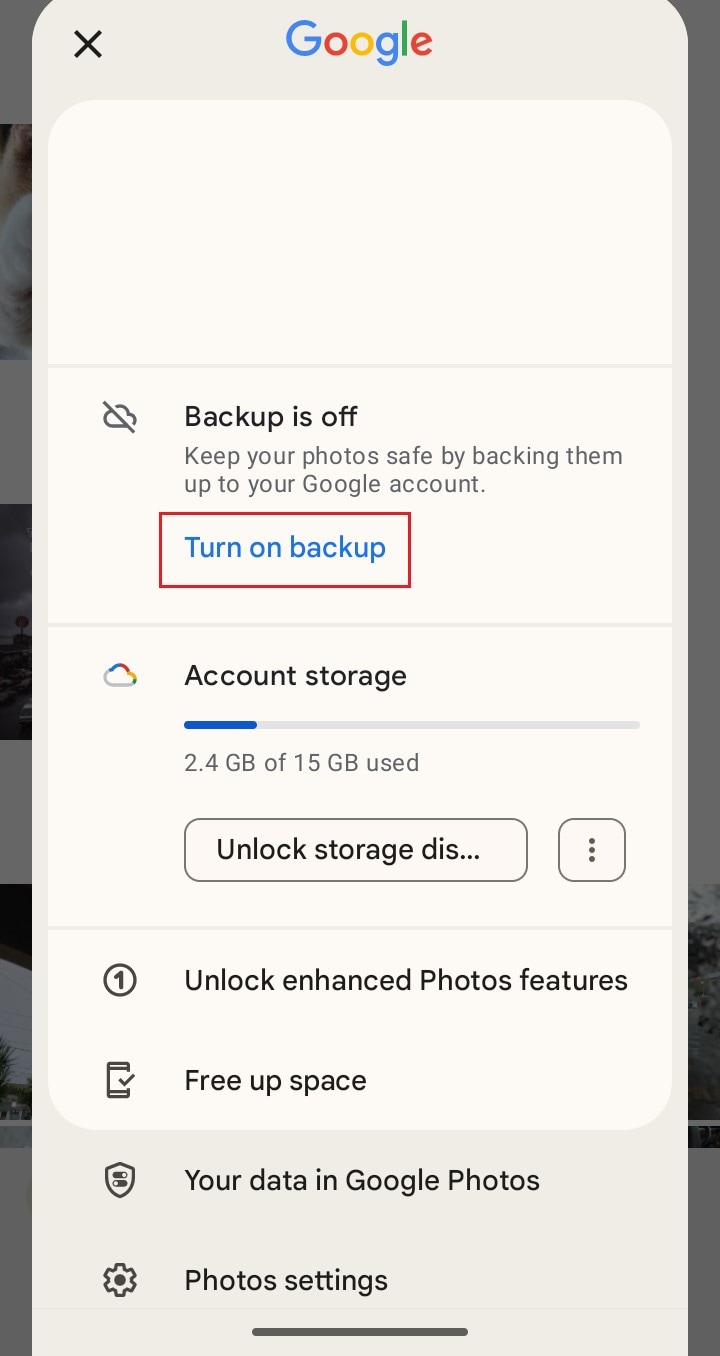 google photos backup