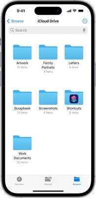 iCloud Drive folder in Files Manager.