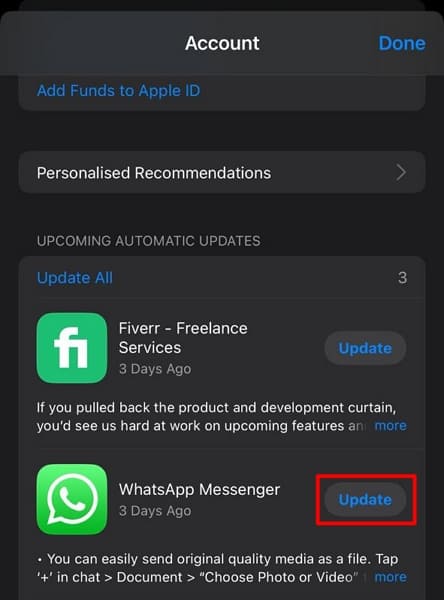 update whatsapp successfully