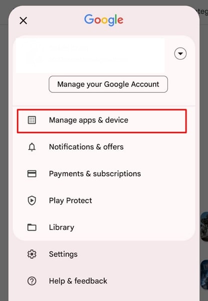 open manage devices section