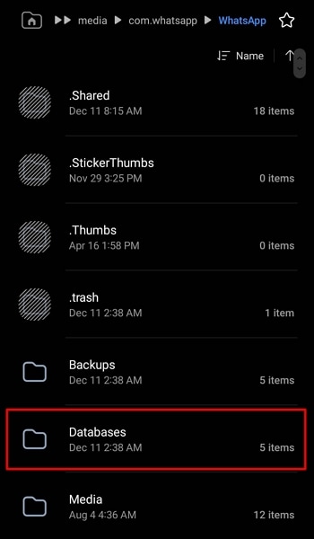 access databases folder on android