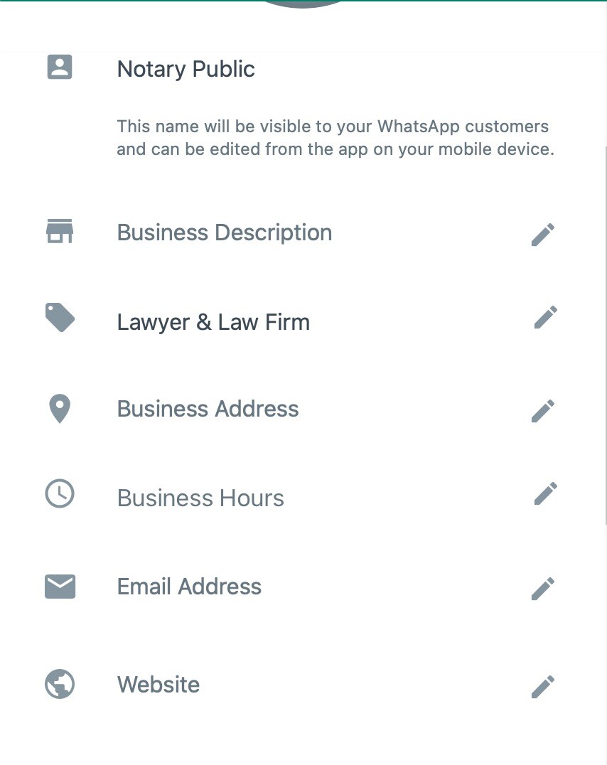 whatsapp business profile settings
