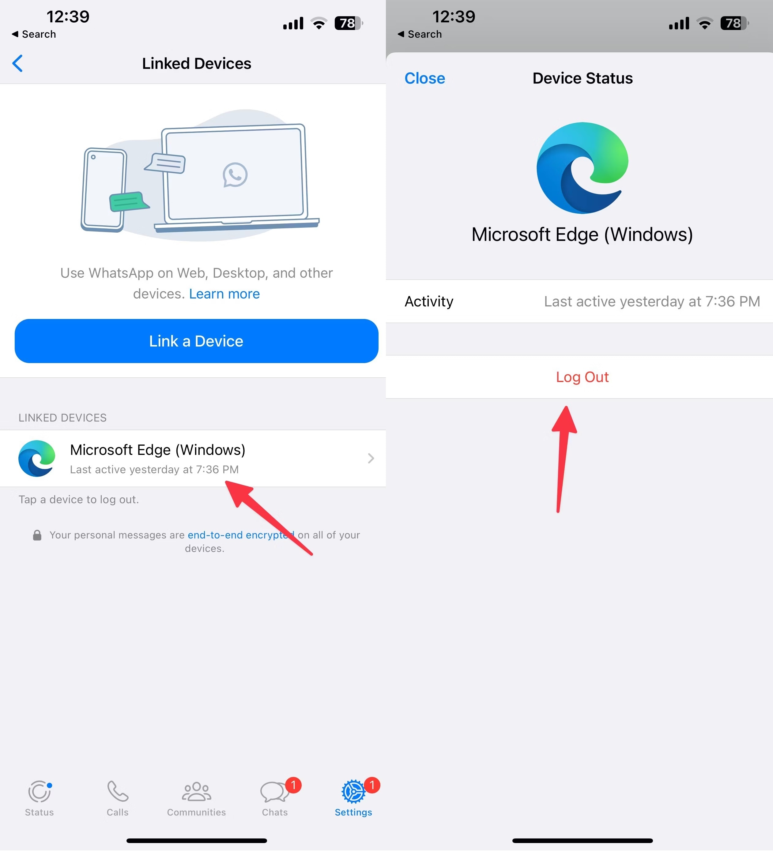  unlink whatsapp for pc on ios