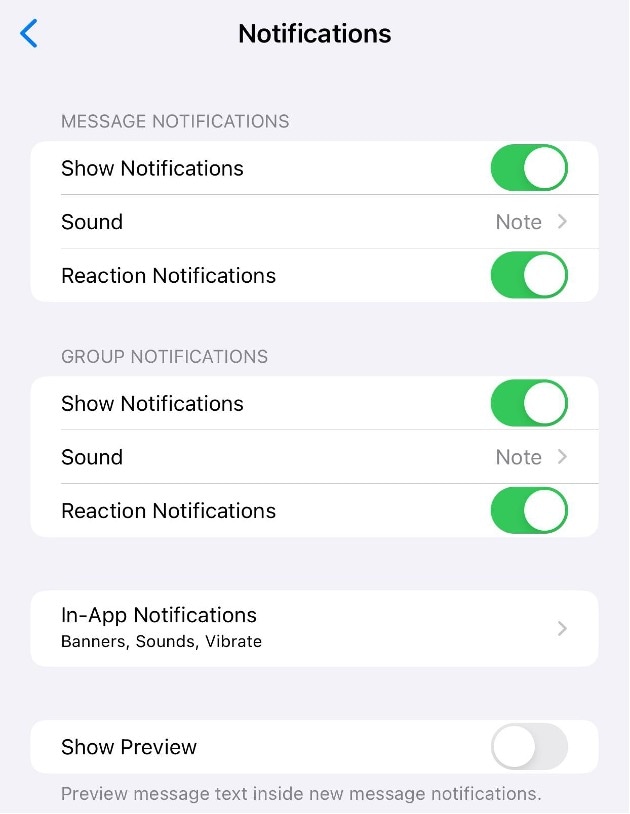 whatsapp notification options