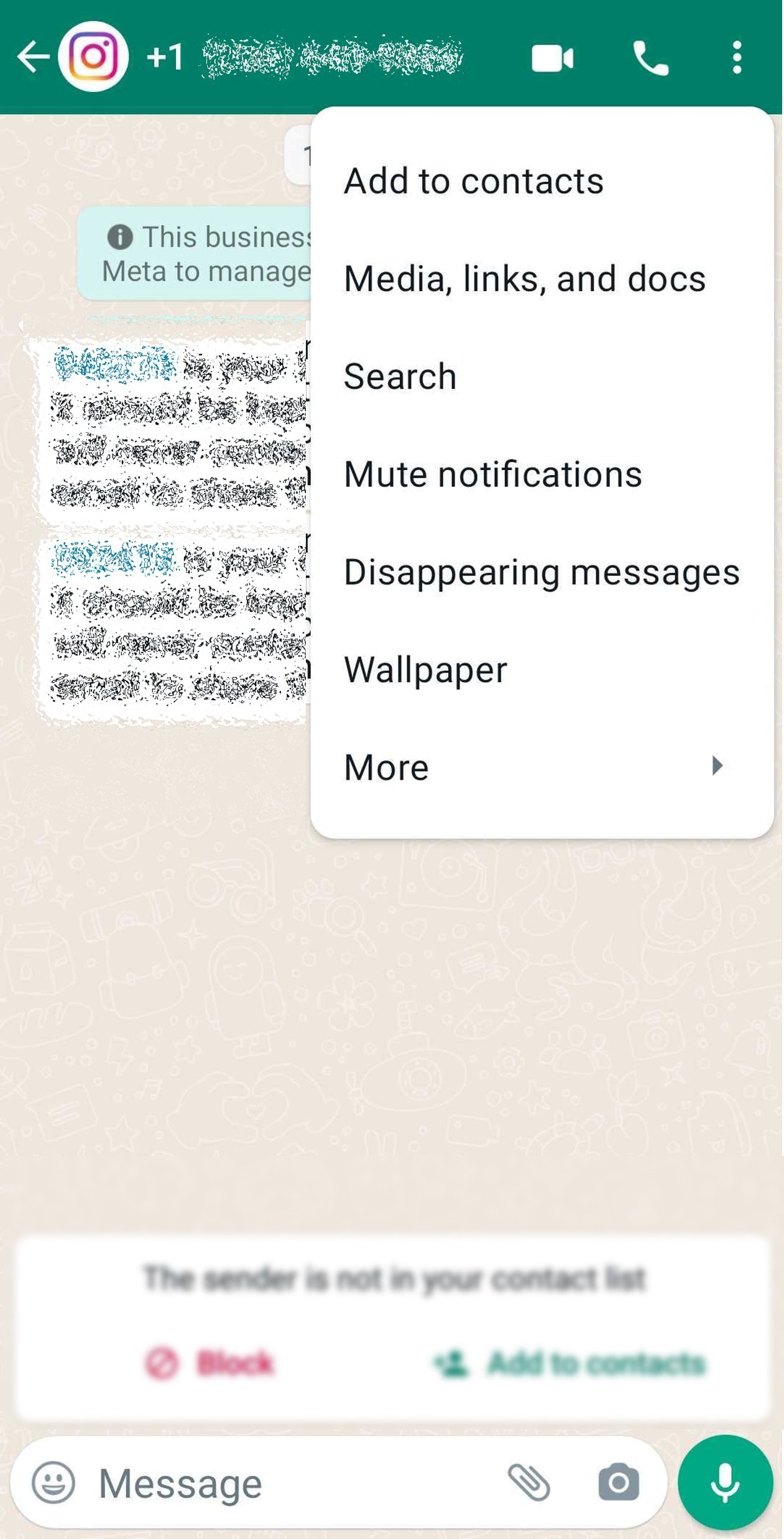 whatsapp chat menu