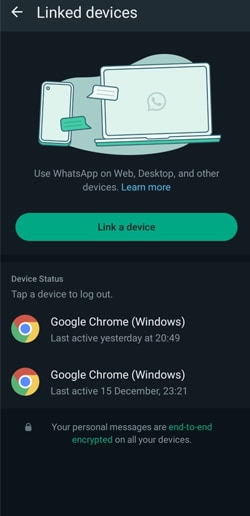 Link device to WhatsApp Web