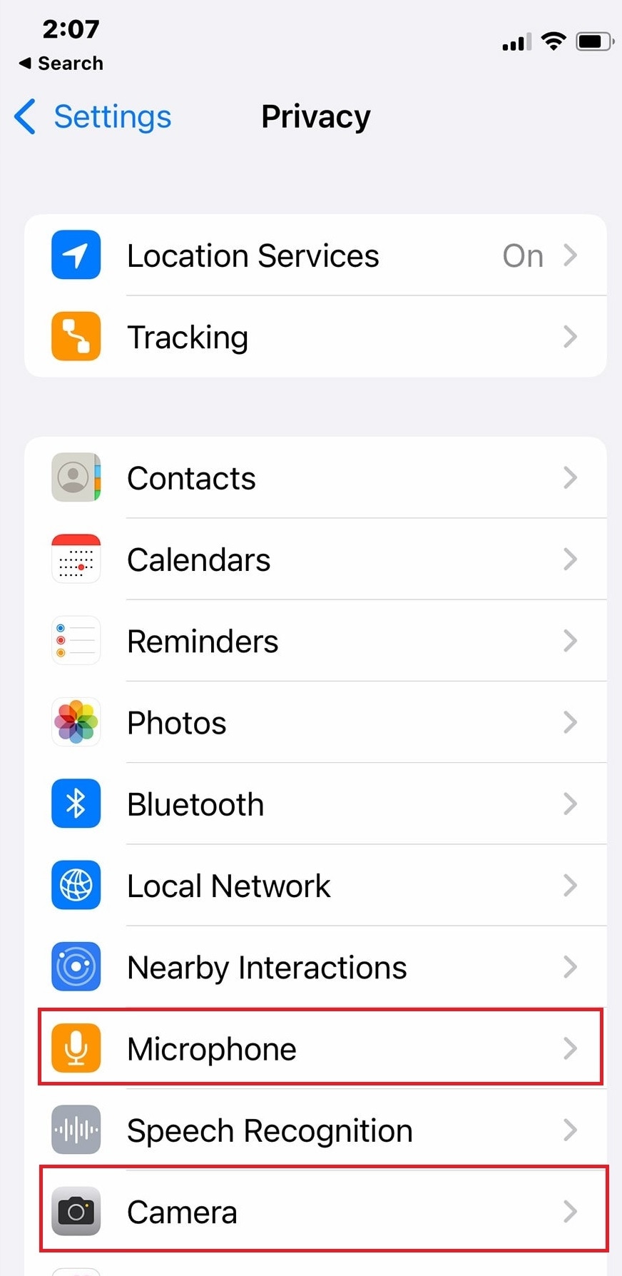 iphone privacy settings interface