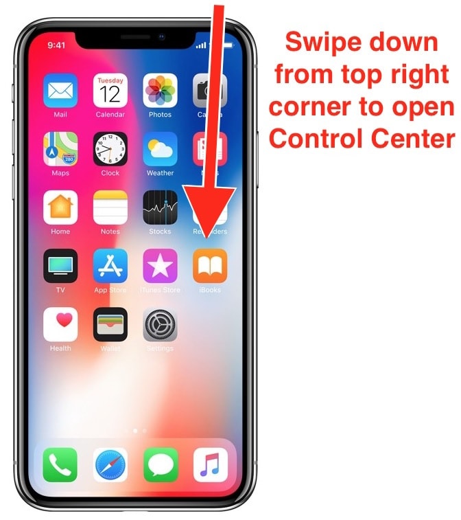 accessing control center on iphone