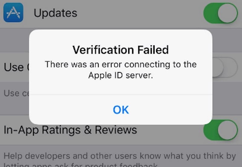 verification failed prompt apple