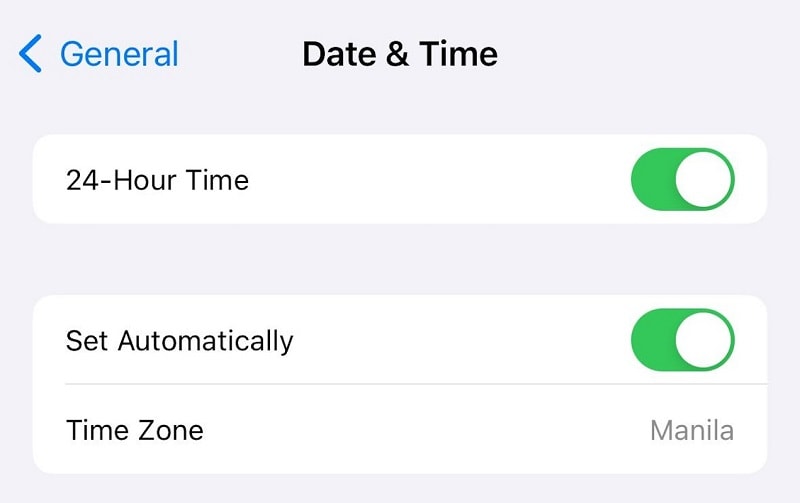 date & time settings ios