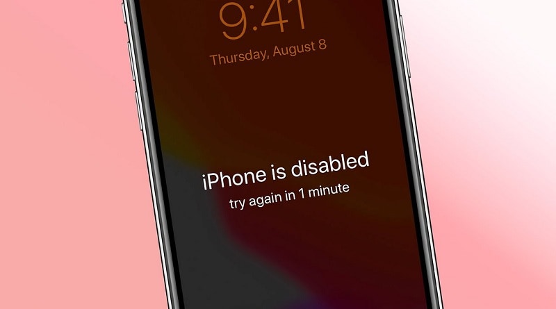 iphone is disabled 1 minute