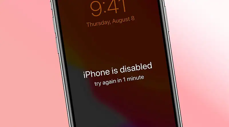 l'iphone è disabilitato per 1 minuto