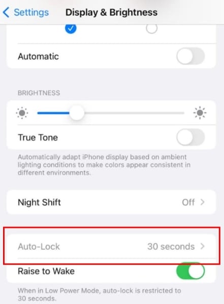 auto lock greyed out on iphone