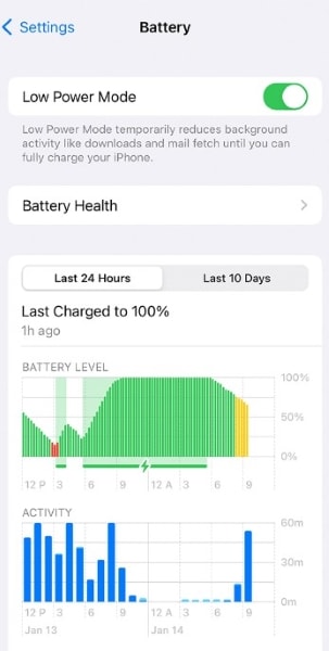 low power mode on iphone enabled