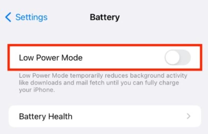 iphone turn off low power mode