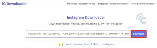 Download Instagram Video from IG Downloader. 