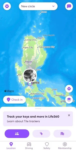 Mapa de ubicación de life360