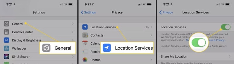 turning off life360 location services