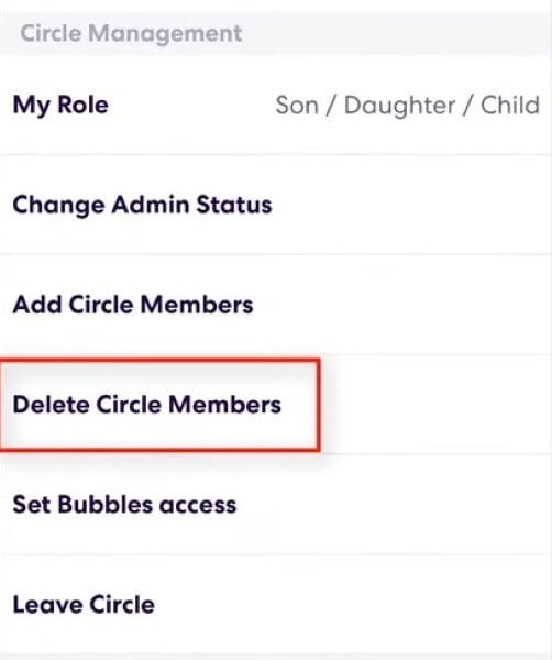 life360 delete circle members