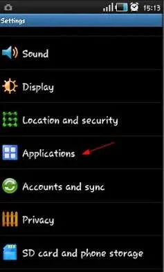 older phone settings interface