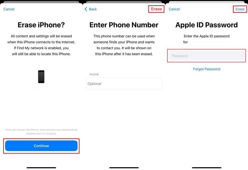 provide apple id password for erasing