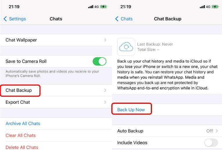 Confirm backup on whatsapp