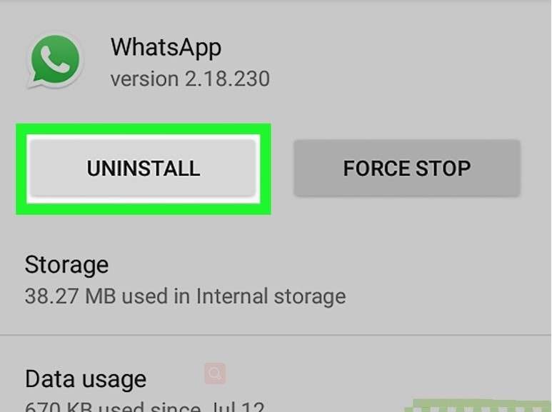 uninstall and reinstall whatsapp
