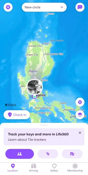 Mapa de ubicación de life360