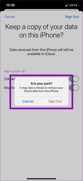 icloud sign out