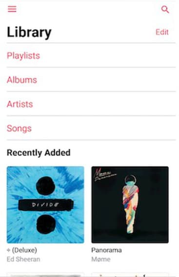 iTunes library in Apple Music app.