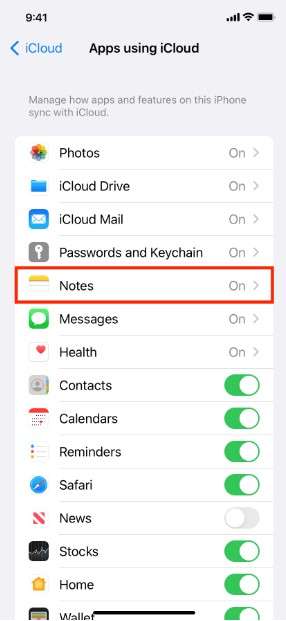 sync notes from iphone to mac using icloud