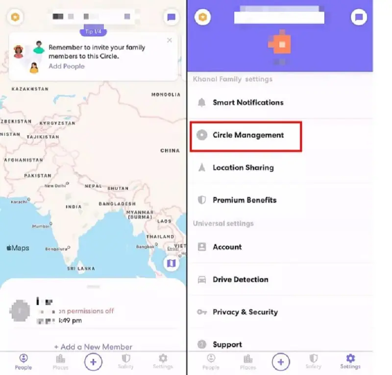 life360 circle management option