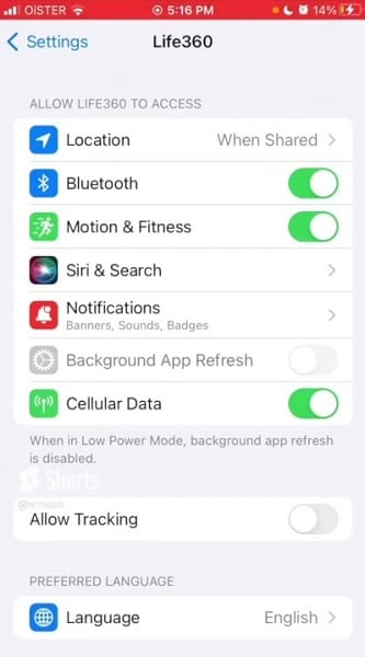 disable life360 background app refresh