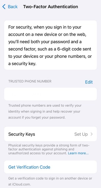 turn on two factor authentication