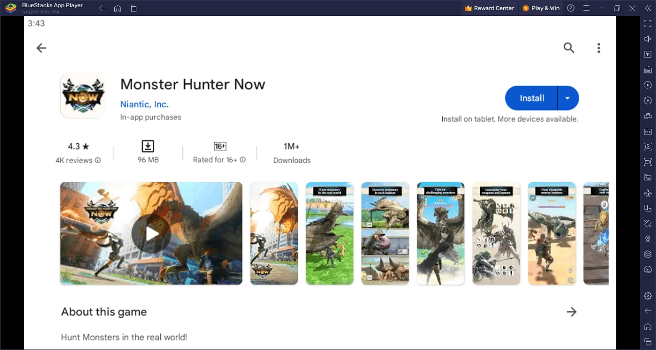 installa monster hunter now con bluestacks