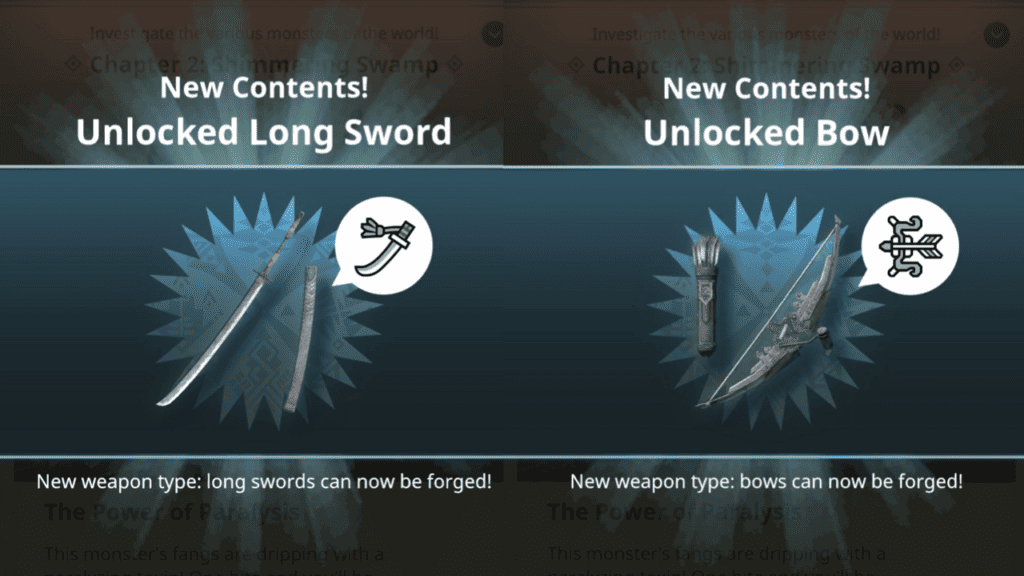 long sword and bow unlocked in monster hunter now