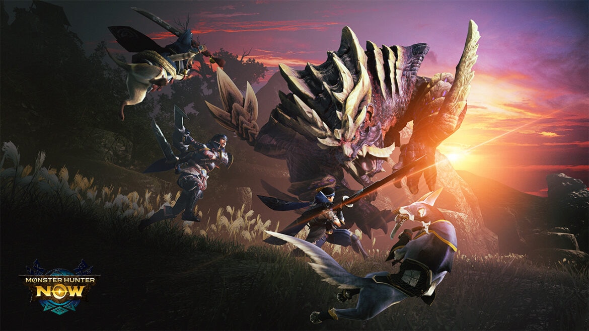 haracters hunting a monster in monster hunter now