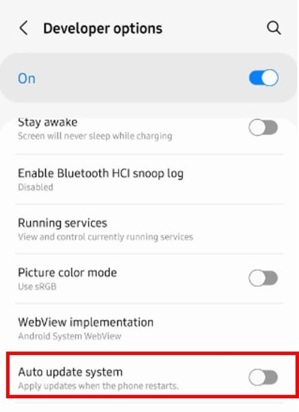 turn off auto update system