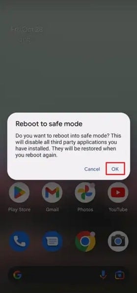 reboot google pixel to safe mode