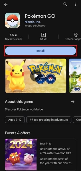 install pokemon go on android device