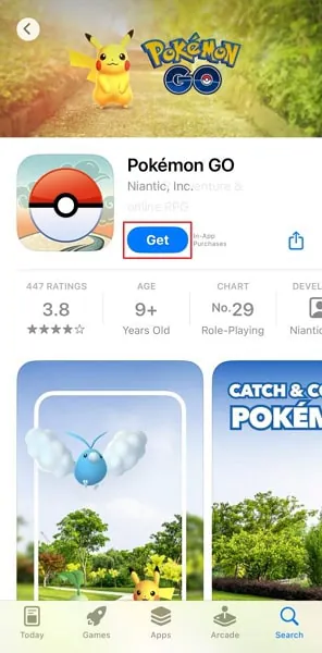 ottieni Pokemon Go sul dispositivo iOS