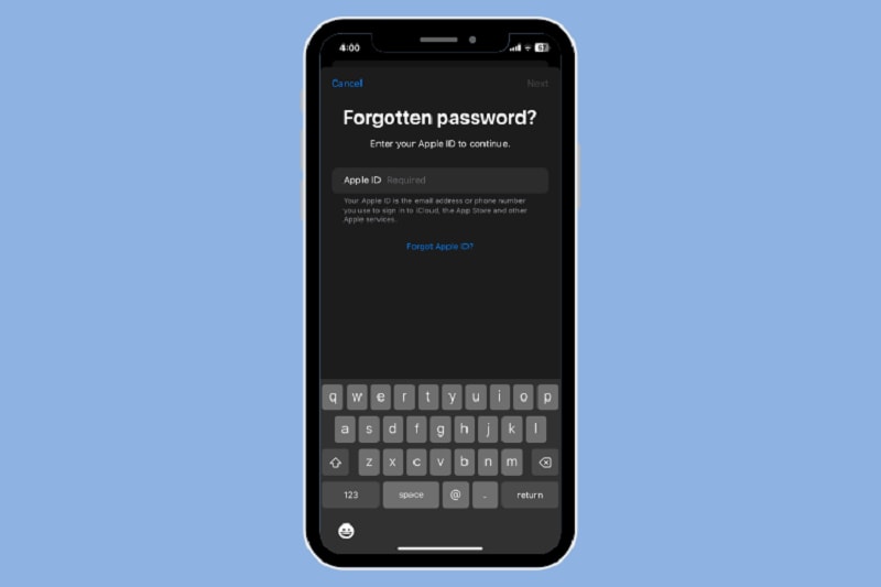 forgotten password apple id