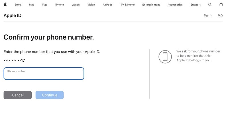 icloud confirm your phone number