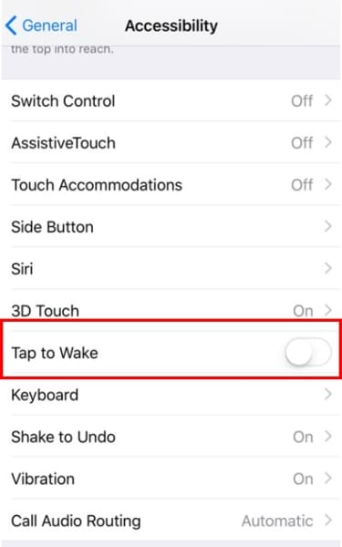 iphone turn off tap to wake